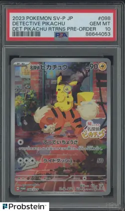 2023 Pokemon SV-P Japanese Pre-Order #098 Detective Pikachu PSA 10 GEM MINT - Image 1