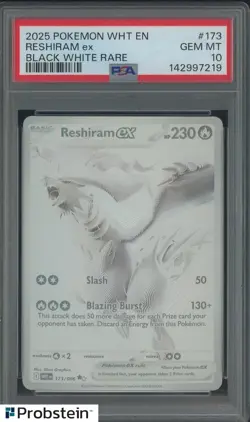 2025 Pokemon BLK EN Black White Rare #173 Reshiram ex PSA 10 GEM MINT - Image 1