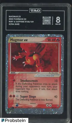 2003 Pokemon EX Ruby & Sapphire Ultra Rare #100 Magmar EX TAG 8 - Image 1