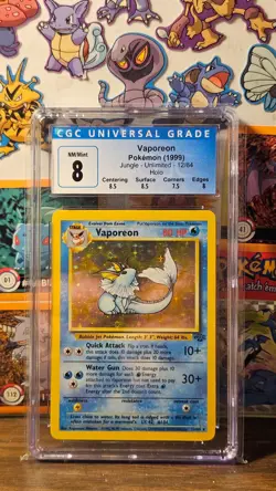 Vaporeon Pokemon 1999 Jungle 12/64 Holo CGC 8 - Image 1