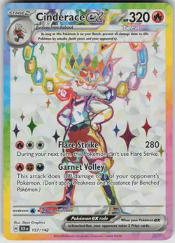 Pokemon Cinderace ex - Ultra Rare SV07: Stellar Crown 157/142 NM - Image 1
