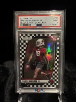 2024 Panini Prizm Marvin Harrison Jr. #375 RC Black And White Checker PSA 9 - Image 1
