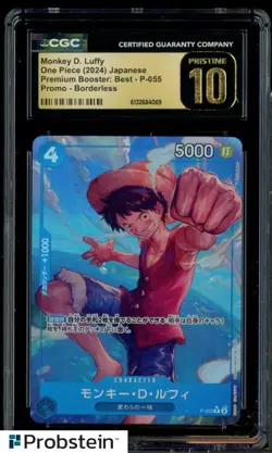 2024 One Piece Japanese Promo Borderless P-055 Monkey D Luffy CGC 10 PRISTINE - Image 1