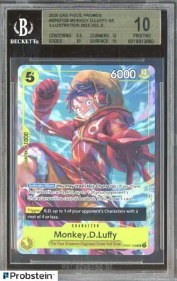 2025 One Piece Promos OP07109 Monkey D. Luffy SR Illus. Vol.3 BGS 10 PRISTINE - Image 1