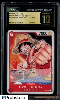2022 One Piece Japanese Promotion Pack Vol.1 Monkey D Luffy CGC 10 PRISTINE - Image 1