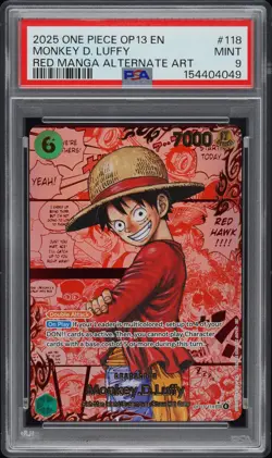 2025 ONE PIECE OP13-CARRYING ON HIS WILL #118 MONKEY D. LUFFY PSA 9 - Image 1