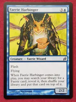 Magic The Gathering LORWYN FAERIE HARBINGER blue card MTG - Image 1