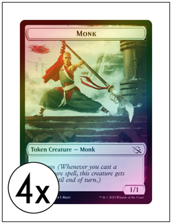 4x Monk Token, Foil, (For Monastery Mentor), March of the Machines, MTG NM - Image 1