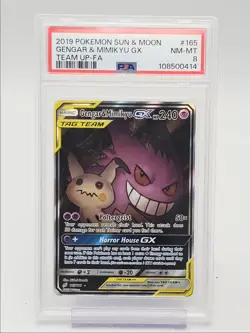 GENGAR & MIMIKYU GX 2019 POKEMON S & M TEAM UP ULTRA RARE 165/181 PSA 8 Q1048 - Image 1
