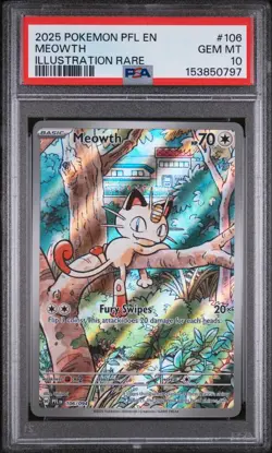 2025 Meowth Pokemon Phantasmal Flames 106 - PSA 10 - Image 1