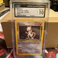 Pokemon CGC 10 Gem Mint Base Holo Mewtwo 10/102 - Image 1