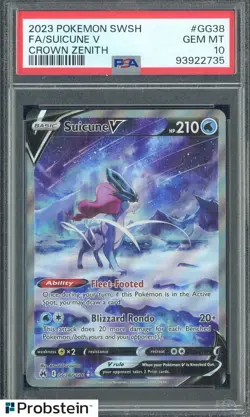 2023 Pokemon SWSH Crown Zenith #GG38 FA/Suicune V PSA 10 GEM MINT - Image 1