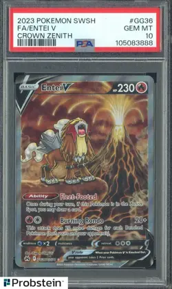 2023 Pokemon SWSH Crown Zenith #GG36 FA/Entei V PSA 10 GEM MINT - Image 1