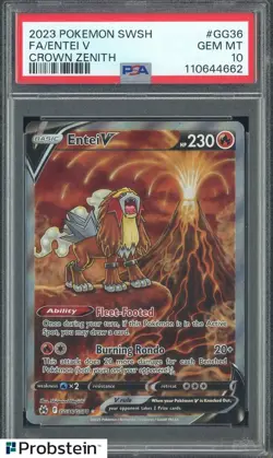 2023 Pokemon SWSH Crown Zenith #GG36 FA/Entei V PSA 10 GEM MINT - Image 1