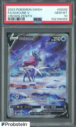 2023 Pokemon SWSH Crown Zenith #GG38 FA/Suicune V PSA 10 GEM MINT - Image 1