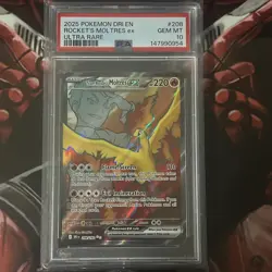 2025 POKEMON DRI EN-DESTINED RIVALS ULTRA RARE TEAM ROCKET'S MOLTRES EX PSA 10 - Image 1