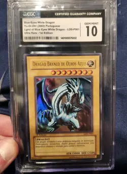CGC 10 1st Edition LOB BLUE EYES WHITE DRAGON YU-GI-OH Yugioh Grail PORTUGUESE - Image 1