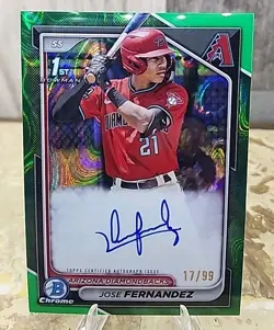 2024 1st Bowman Chrome Autographs Jose Fernandez #CPA-JF Green Diamondbacks - Image 1
