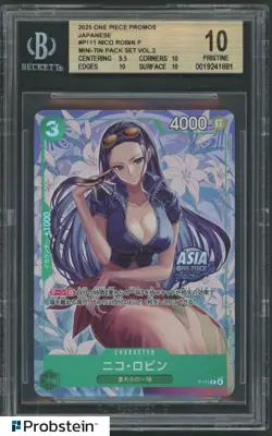 BGS 10 One Piece TCG EXCLUSIVE Asia Mini Tin Vol 2 Nico Robin Promo Foil P-111 - Image 1