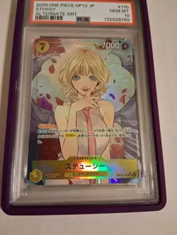2025 One Piece JP Stussy PSA 10 OP13-110 Alternate Art Graded Guard Purple - Image 2