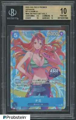 BGS 10 One Piece TCG EXCLUSIVE Asia Mini Tin Vol 2 Nami Promo Foil P-112 - Image 1