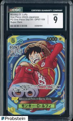 2024 One Piece Japanese PC One Piece Day Super Rare #109 Monkey D. Luffy CGC 9 - Image 1