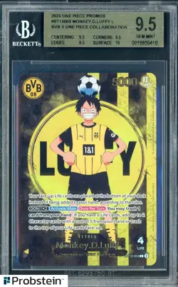 2025 ONE PIECE PROMOS BVB X ONE PIECE MATCH DAY 2025 003 MONKEY D. LUFFY BGS 9.5 - Image 1