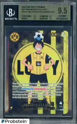 2025 ONE PIECE PROMOS BVB X ONE PIECE MATCH DAY 2025 003 MONKEY D. LUFFY BGS 9.5 - Image 1