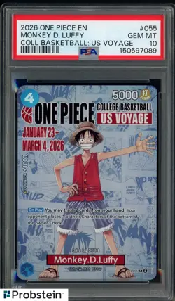 2026 One Piece EN College Basketball US Voyage #055 Monkey D Luffy PSA 10 - Image 1