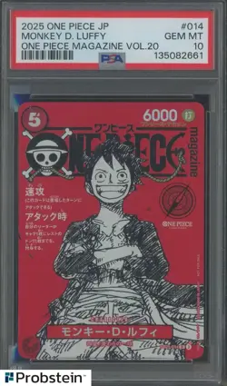 2025 ONE PIECE JPN PROMOS ONE PIECE MAGAZINE VOL.20 #014 MONKEY D. LUFFY PSA 10 - Image 1