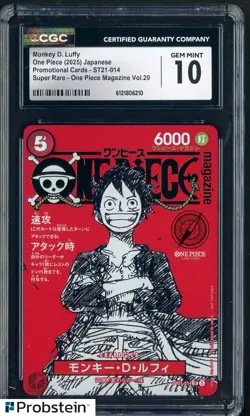 2025 One Piece Japanese ST21 Promo Magazine Vol.20 #014 Monkey D. Luffy CGC 10 - Image 1