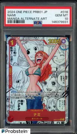 2024 One Piece PRB01 JPN Manga Alternate Art #016 Nami PSA 10 MINT - Image 1