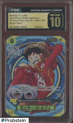 2024 Pokemon JPN One Piece Day'24 OP07-109 Monkey D. Luffy CGC 10 PRISTINE - Image 1