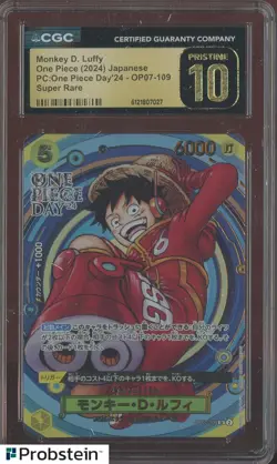 2024 Pokemon JPN One Piece Day'24 OP07-109 Monkey D. Luffy CGC 10 PRISTINE - Image 1