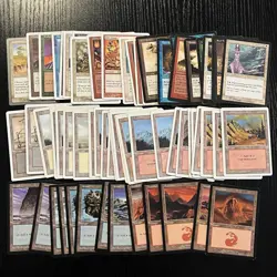 Lot 66 Vintage Magic The Gathering Cards Land Mountain Island & Others Revised - Image 1