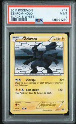 PSA 9 Zekrom Holo 47/114 Black & White 2011 Pokemon Card - Image 1