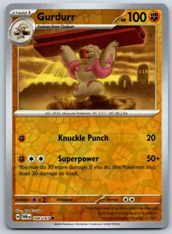 Gurdurr - Reverse Holo - Twilight Masquerade TWM 104/167 Pokemon Card - Image 1