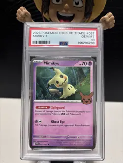 Mimikyu 037/091 PSA 10 Gem Mint Trick or Trade 2024 Cosmos Holo Pokemon Card 🔥 - Image 2