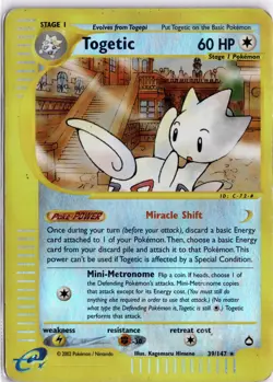 HP Togetic 39/147 Reverse Holo Aquapolis AUTHENTIC Pokemon Card - Image 1