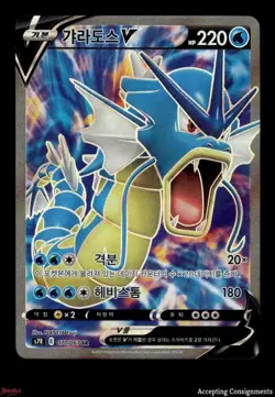 2021 Pokemon Sword & Shield Blue Sky Stream Korean #070 Gyarados V SR - Image 1