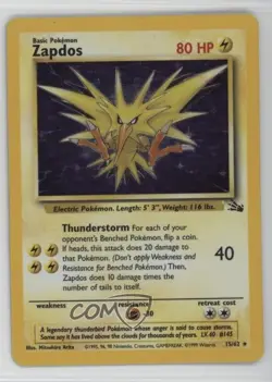 Zapdos Holo Pokemon Fossil #15 1999 - Image 1