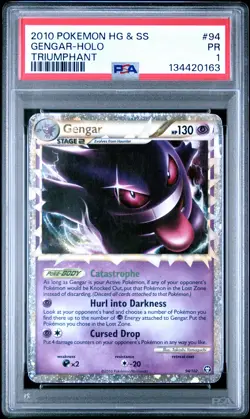 2010 POKEMON HEARTGOLD & SOULSILVER TRIUMPHANT #94 GENGAR-HOLO PSA 1 - Image 1