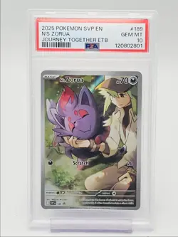 N'S ZORUA 2025 POKEMON S & V JOURNEY BLACK STAR PROMO GEM #189 PSA 10 Q1048 - Image 1