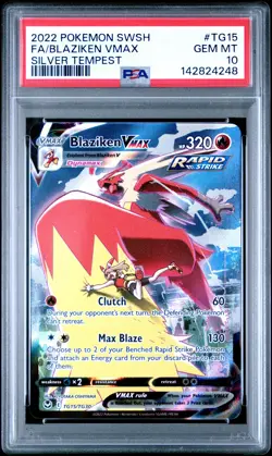 2022 POKEMON SWORD & SHIELD SILVER TEMPEST #TG15 FULL ART/BLAZIKEN VMAX PSA 10 - Image 1