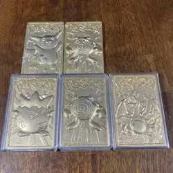 1999 Pokemon 23K Gold-Plated Burger King Lot of 5 Nintendo Promo Trading Cards - Image 1