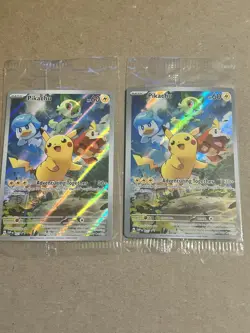 2x SEALED Pokemon Pikachu 027 Black Star Promo Paldea Evolved ETB Promo Cards - Image 1