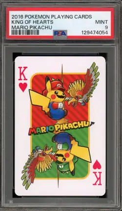 Pokemon Mario Pikachu King of Hearts Mario & Luigi Playing Cards PSA 9 Mint - Image 1