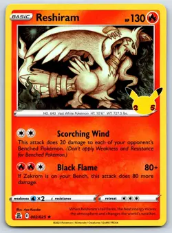 Reshiram - Holo Rare - Celebrations 25th Anniversary Pokemon Card NM - Image 1