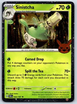 Sinistcha - Trick or Trade 2024 Cosmos Holo Twilight Masquerade Pokemon Card NM - Image 1