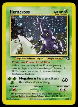 Pokemon Card Neo Genesis Heracross 6/111 Rare Holo - Image 1